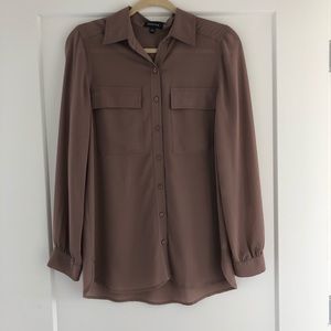 Nordstrom Taupe Button Down Blouse